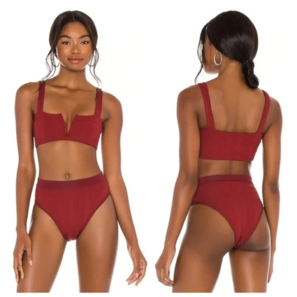 L*Space Lee Lee Pointelle Ribbed Rib Bikini Top